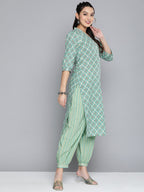 HERE&NOW Women Off White Ethnic Motifs Printed Pure Cotton Kurta with Palazzos & With Dupatta