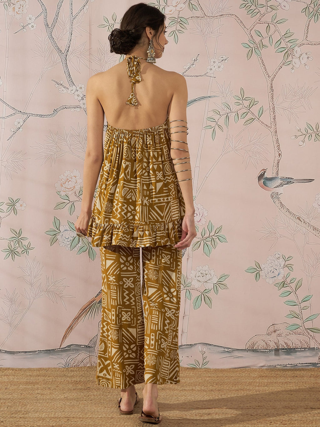 InWeave Dark Yellow Ethnic Halter Strappy Set