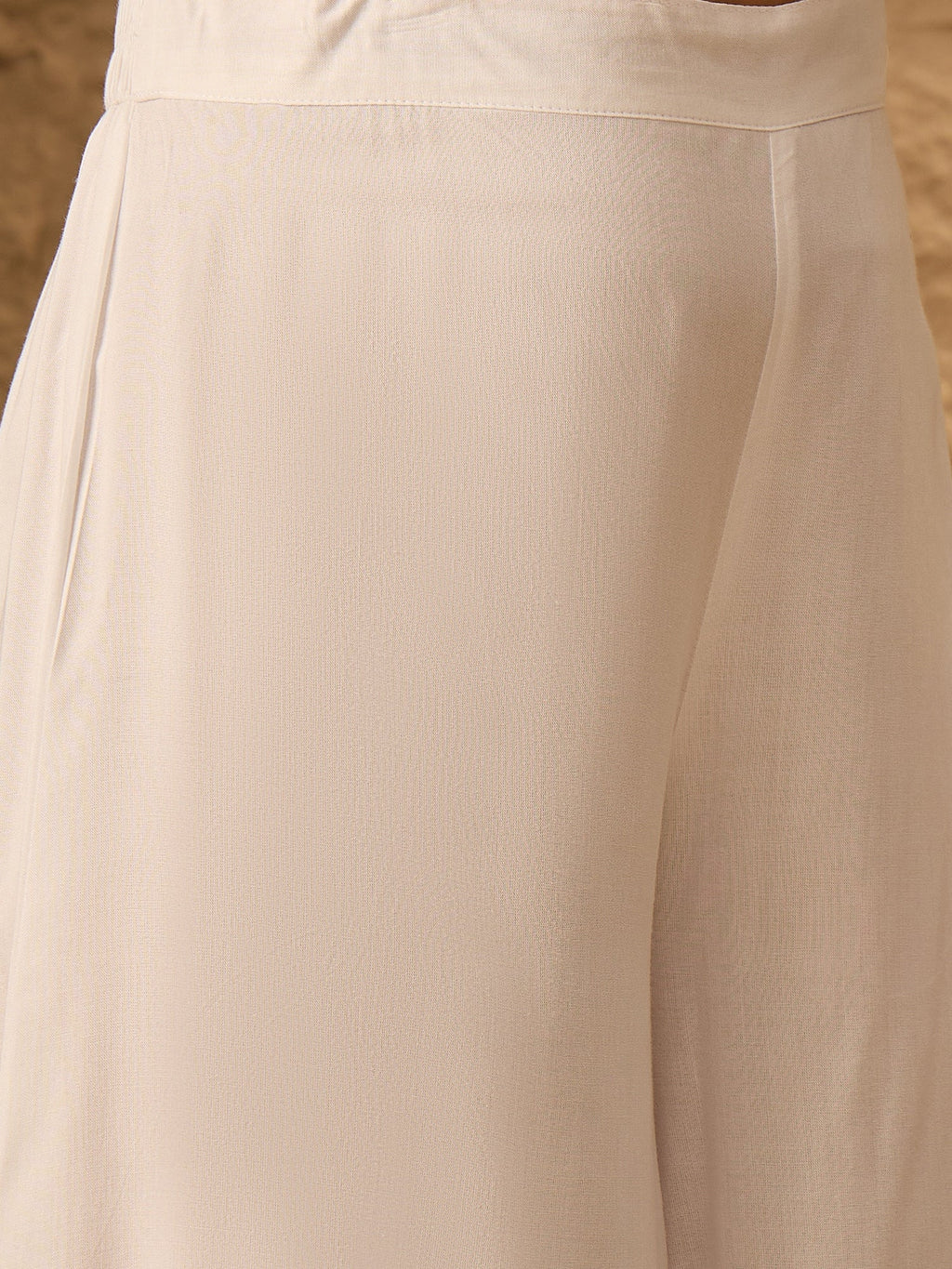InWeave White Round Neck Short Palazzo Set