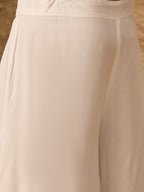 InWeave White Round Neck Short Palazzo Set