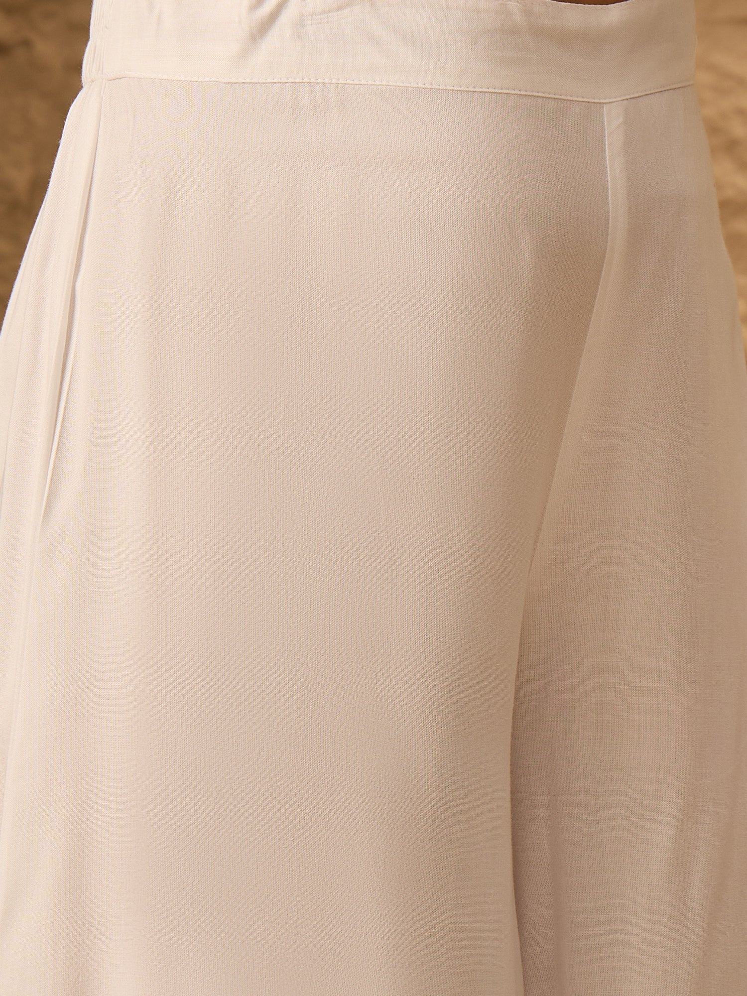 InWeave White Round Neck Short Palazzo Set