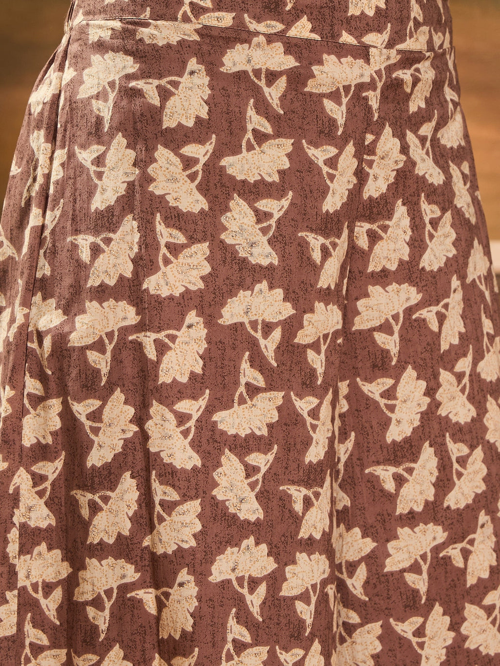InWeave Light Brown Off White V Neck Flared Kurta Set - Distacart