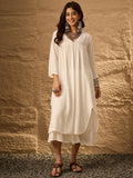 InWeave White Flared Kurta Palazzo Set - Distacart