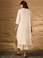 InWeave White Flared Kurta Palazzo Set - Distacart