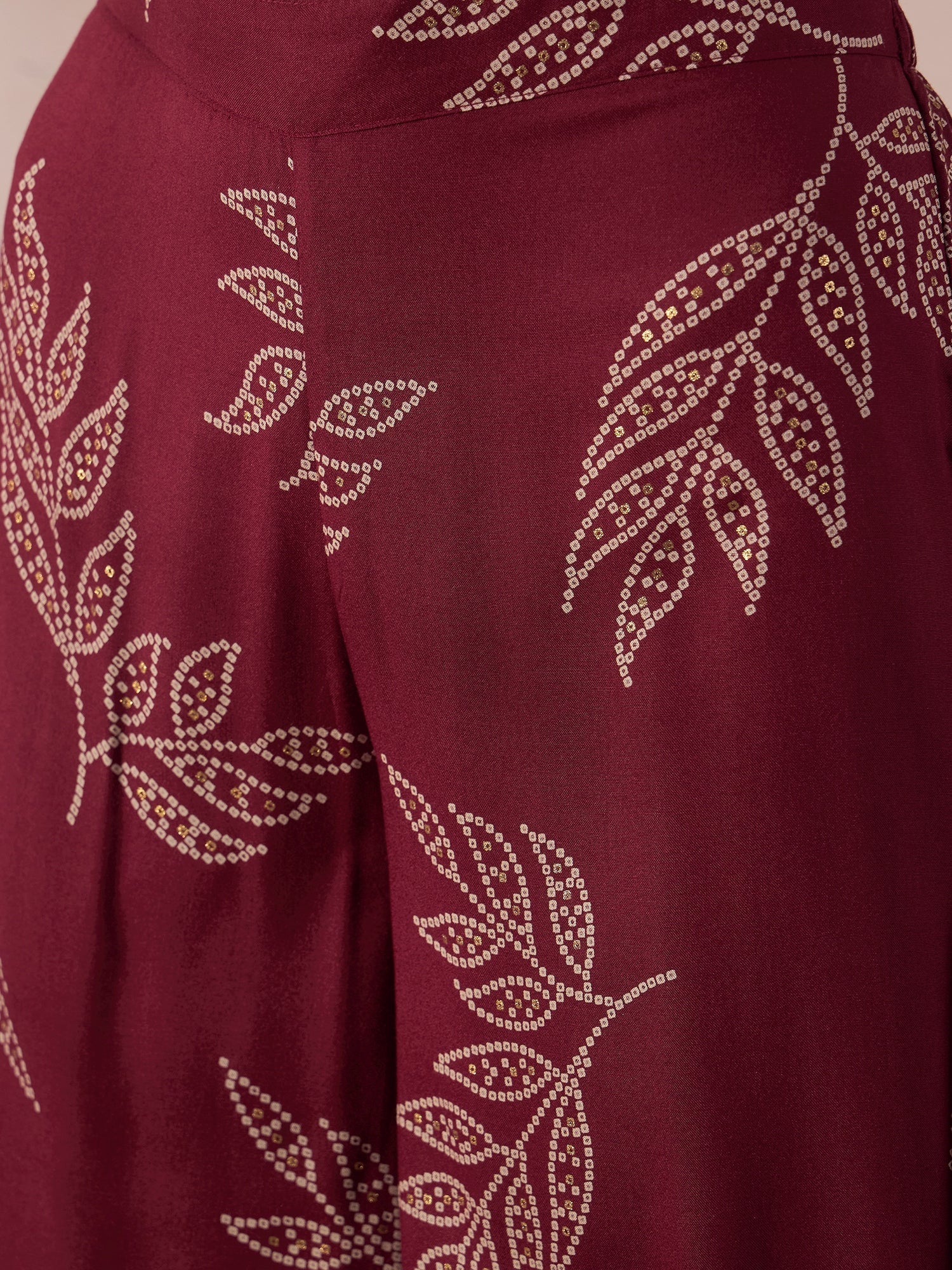 InWeave Dark Maroon Leaf Mandarin Kurta Set