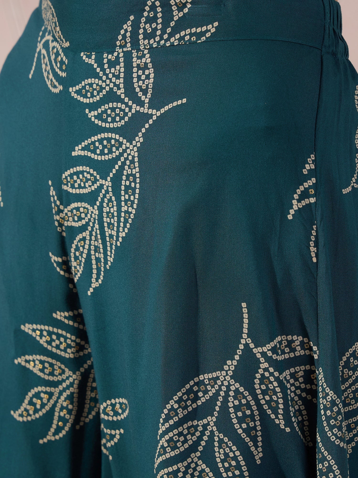 InWeave Dark Teal Leaf Mandarin Kurta Set