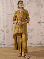 InWeave Dark Yellow Rose Leaf Mandarin Kurta Set