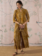 InWeave Dark Yellow Rose Leaf Mandarin Kurta Set