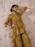 InWeave Dark Yellow Rose Leaf Mandarin Kurta Set