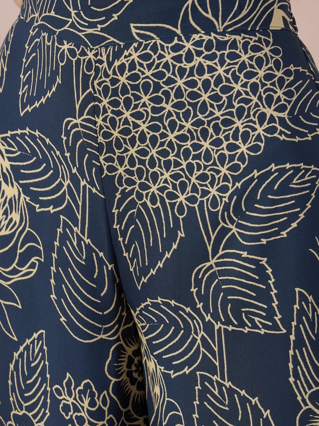 InWeave Peacock Teal Rose Leaf Mandarin Kurta Set