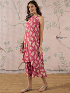 InWeave Punch Pink Beige Kurta Set