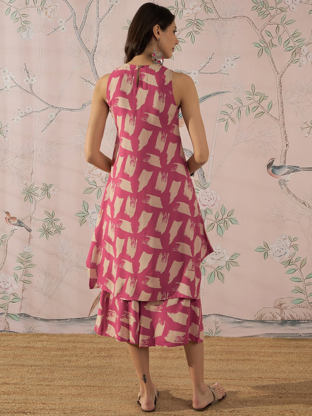 InWeave Punch Pink Beige Kurta Set