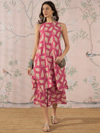 InWeave Punch Pink Beige Kurta Set