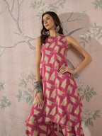 InWeave Punch Pink Beige Kurta Set