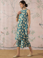 InWeave Marin Teal Beige Kurta Set