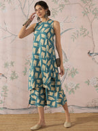InWeave Marin Teal Beige Kurta Set