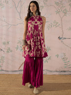 InWeave Jam Pink Beige Halter Kurta Sharara Set