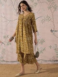 InWeave Dark Yellow Ethnic Flared Kurta Set