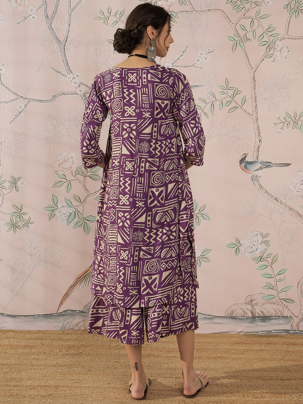 InWeave Dusty Mauve Ethnic Flared Kurta Set
