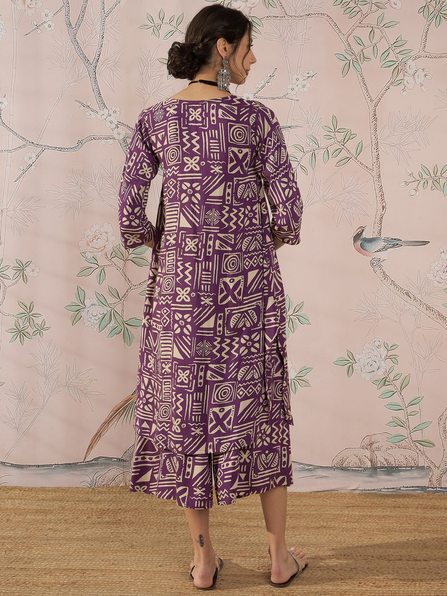 InWeave Dusty Mauve Ethnic Flared Kurta Set