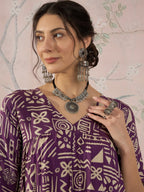InWeave Dusty Mauve Ethnic Flared Kurta Set