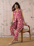 InWeave Punch Pink Beige Slit Kurta Set