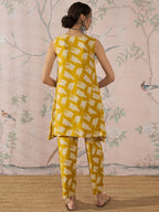 InWeave Honey Yellow Beige Slit Kurta Set