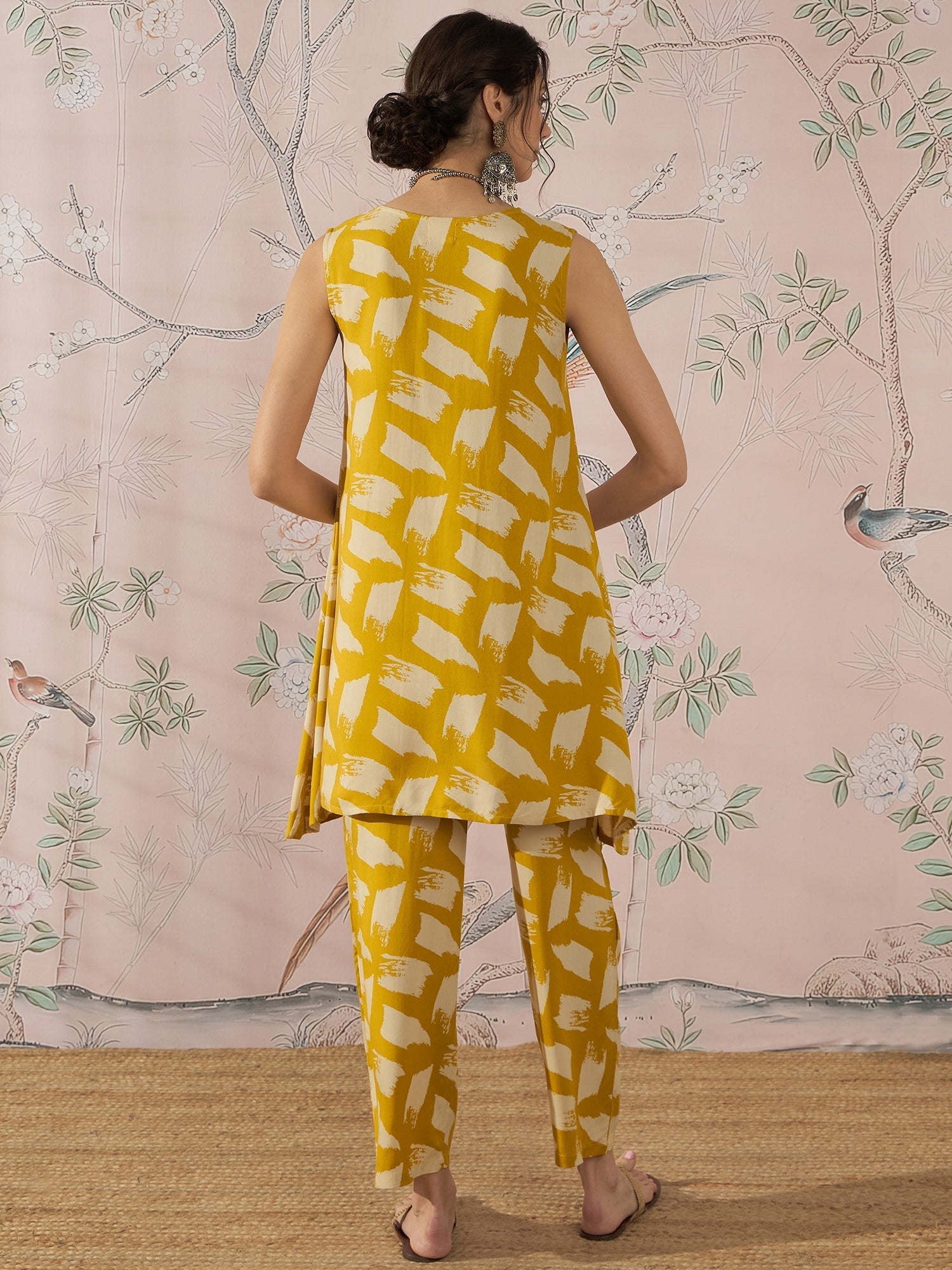 InWeave Honey Yellow Beige Slit Kurta Set