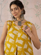 InWeave Honey Yellow Beige Slit Kurta Set
