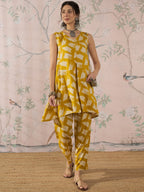 InWeave Honey Yellow Beige Slit Kurta Set