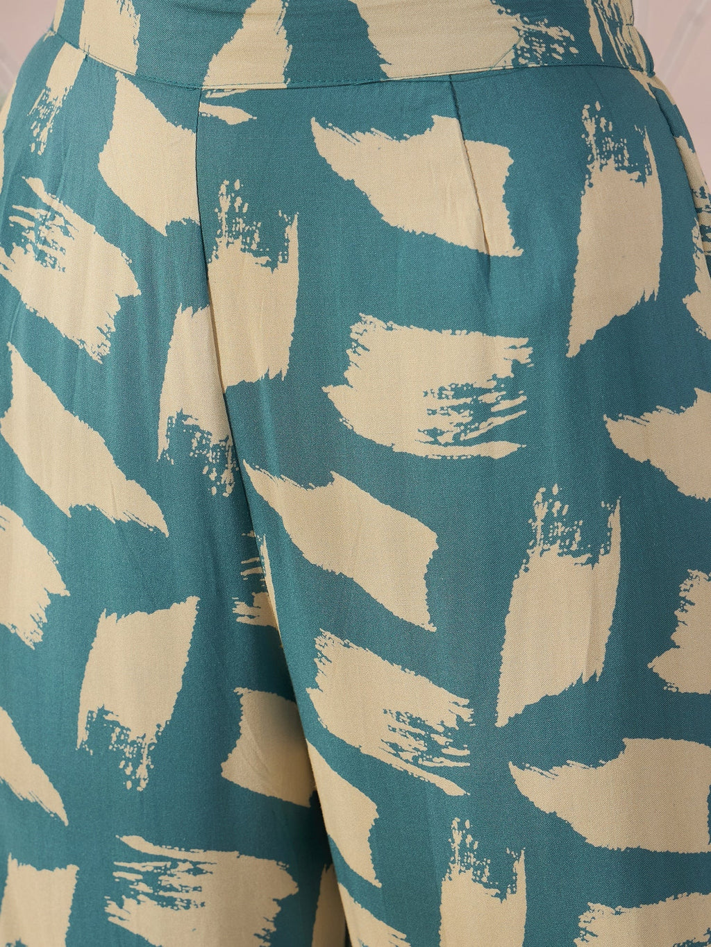 InWeave Marin Teal Beige Slit Kurta Set