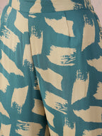 InWeave Marin Teal Beige Slit Kurta Set