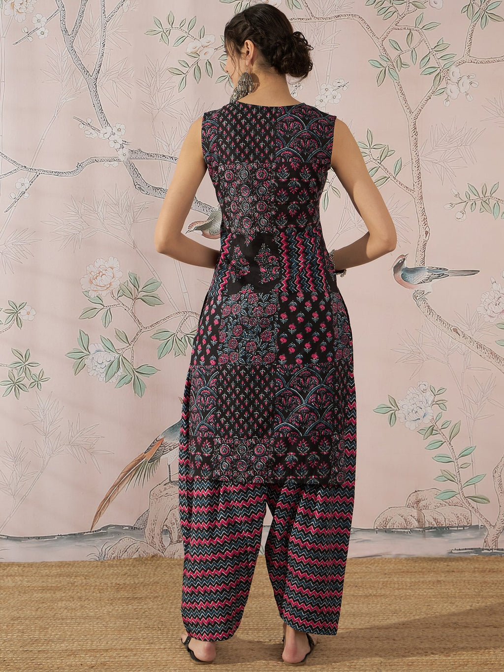 InWeave Black Pink Kurta Dhoti Set - Distacart