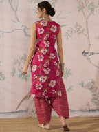 InWeave Dark Pink Cream Kurta Dhoti Set - Distacart