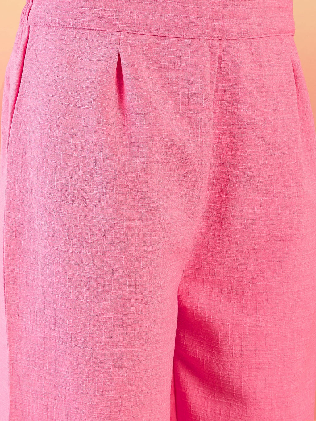 InWeave Pink White Rubber R Neck Kurta Set