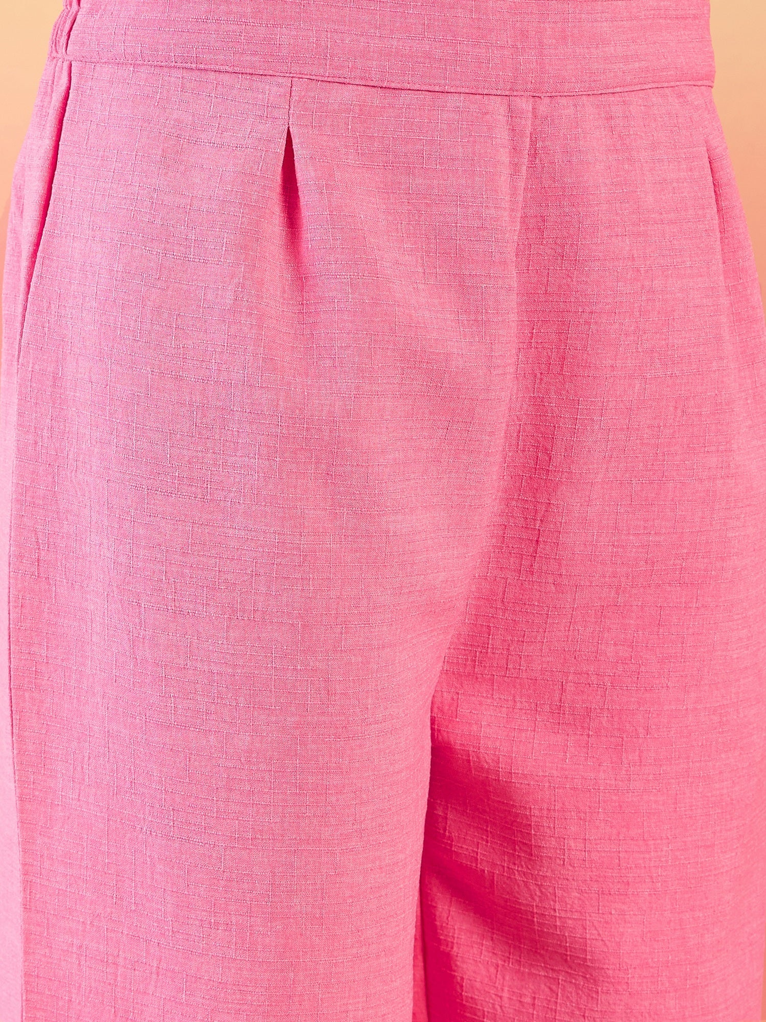 InWeave Pink White Rubber R Neck Kurta Set