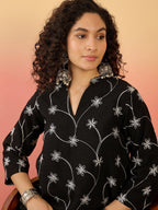 InWeave Black Embroidery Mandarin Black Set - Distacart