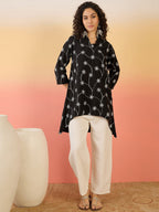 InWeave Black Embroidery Mandarin White Set