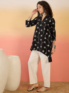 InWeave Black Embroidery Mandarin White Set