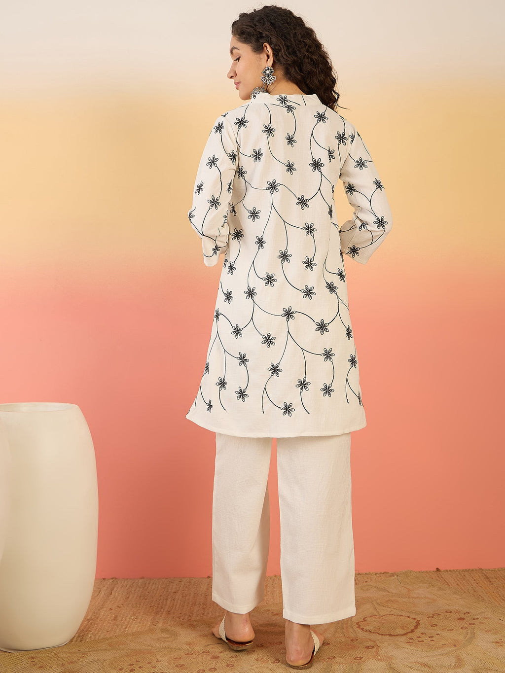 InWeave White Embroidery Mandarin White Set - Distacart