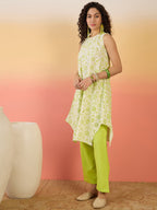 InWeave Green White Rubber R Neck Kurta Set