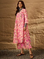 InWeave Light Peach Big V-Flared Kurta Set