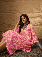 InWeave Light Peach Big V-Flared Kurta Set