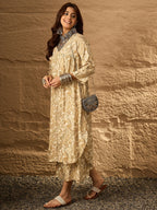 InWeave Off White Swirl V-Flared Kurta Set - Distacart