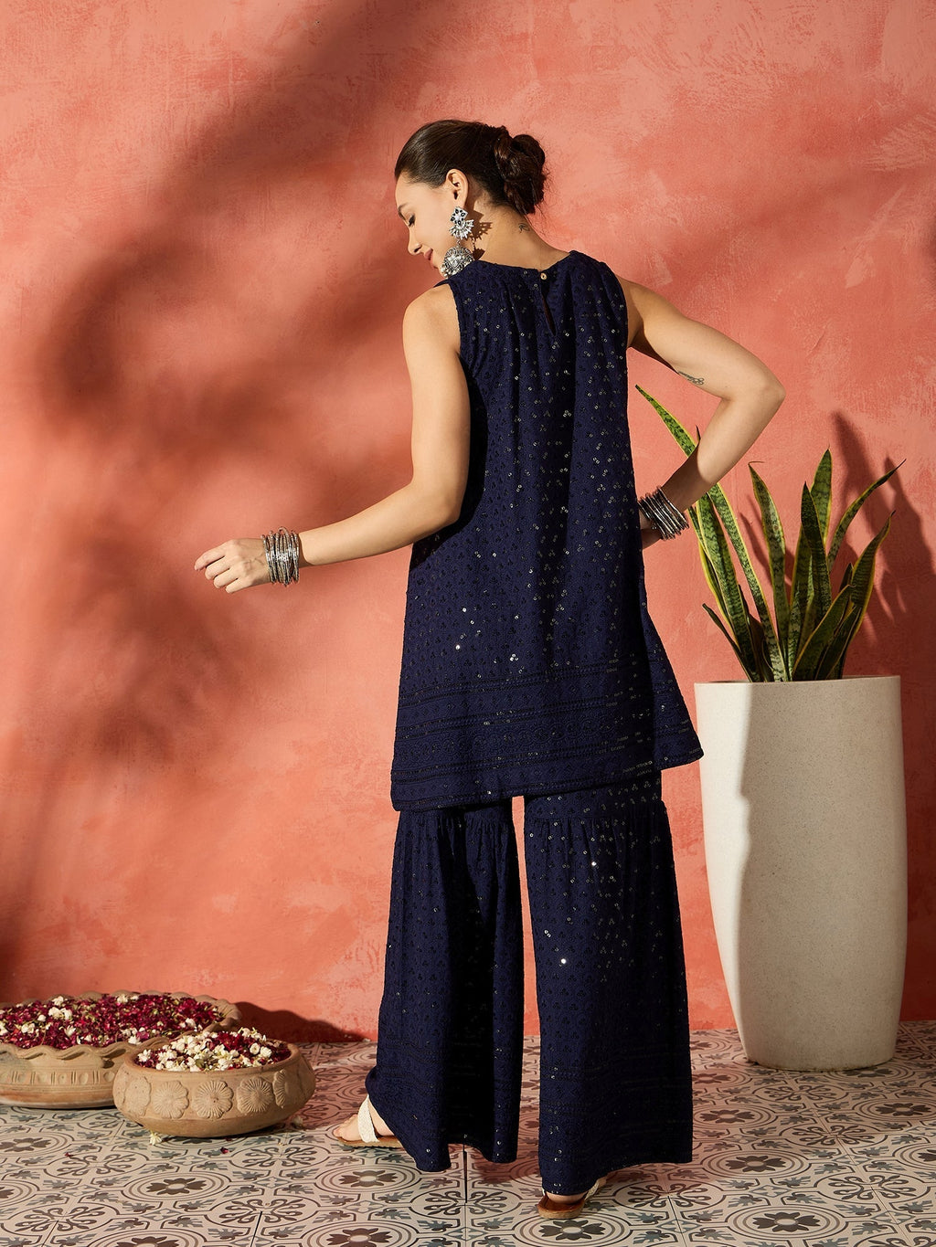 InWeave Blue Chikankari Short Kurta Set - Distacart