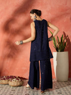 InWeave Blue Chikankari Short Kurta Set - Distacart