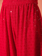 InWeave Red Chikankari Short Kurta Set - Distacart