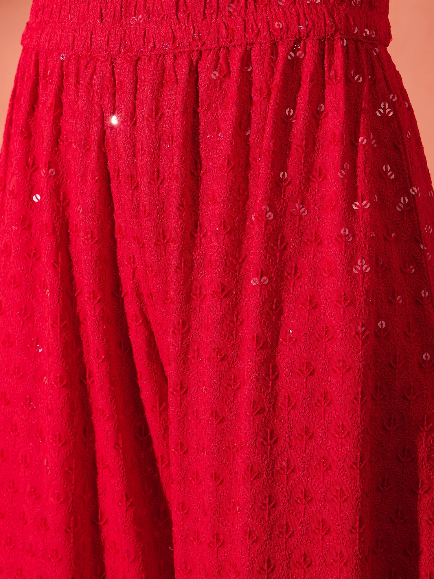 InWeave Red Chikankari Short Kurta Set - Distacart
