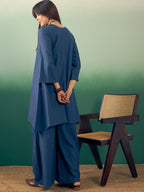 InWeave Midnight Blue Kurta Palazzo Set