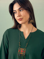 InWeave Dark Green Kurta Palazzo Set